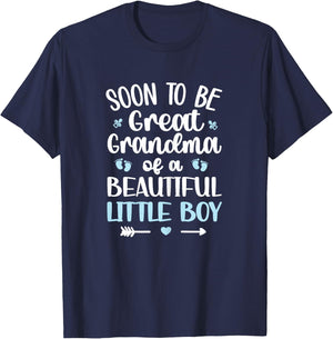 Soon To Be Great Grandma Of A Boy Future Great Grandma 2022 T-Shirt - T-Shirt | Navy
