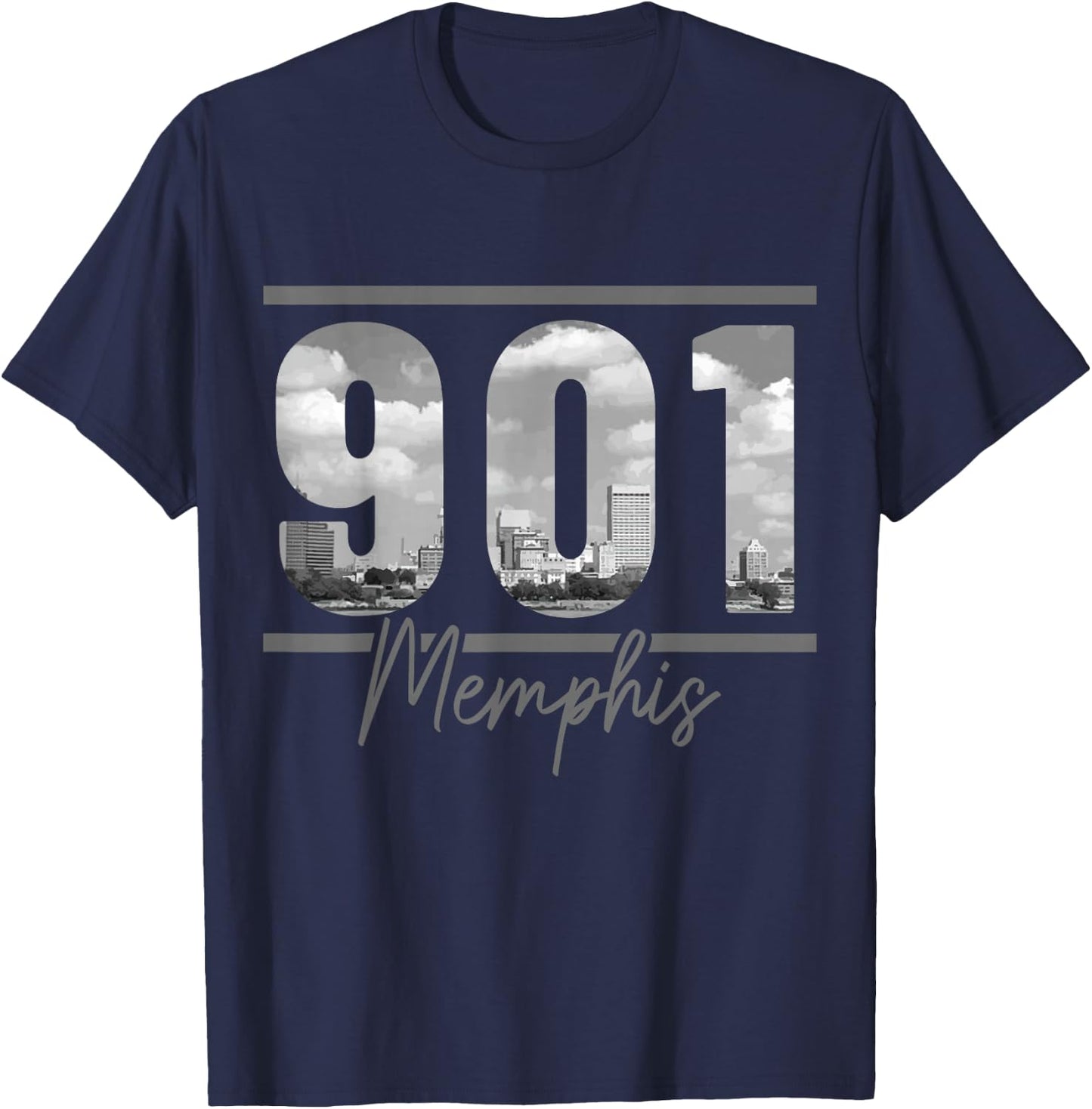 Memphis 901 Area Code Skyline Tennessee Vintage T-Shirt - T-Shirt | Navy