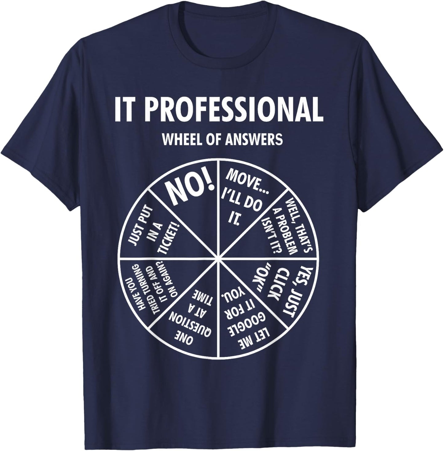 IT Professional Wheel Of Answers Funny Tech Support Joke T-Shirt - T-Shirt | Navy