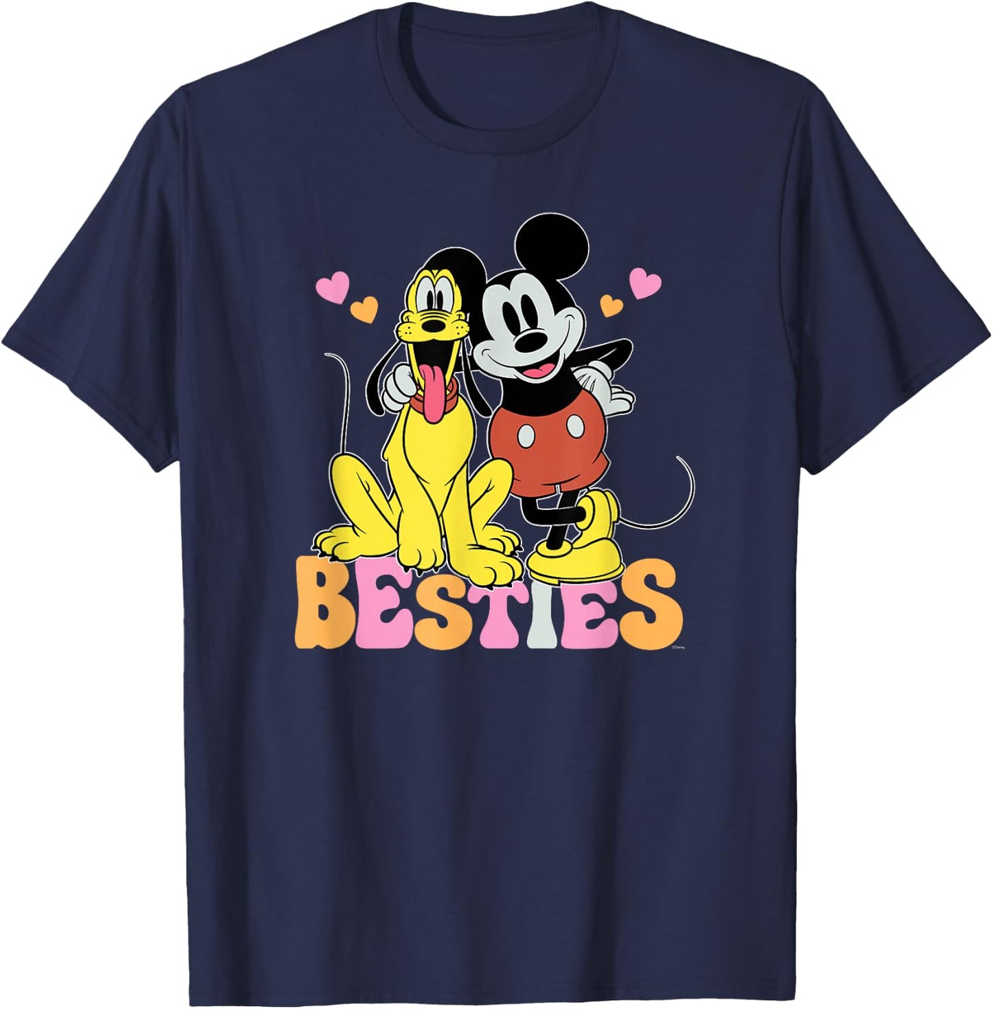 Disney Mickey Mouse Pluto Besties BFF Best Friends Valentine T-Shirt - T-Shirt | Navy