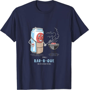 Yeah, I Bar-B-Que And Am Licensed To Grill Cute Novelty Humo T-Shirt - T-Shirt | Navy