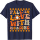 Fall In Love With Reading Books Groovy Thanksgiving Teacher T-Shirt - T-Shirt | Navy