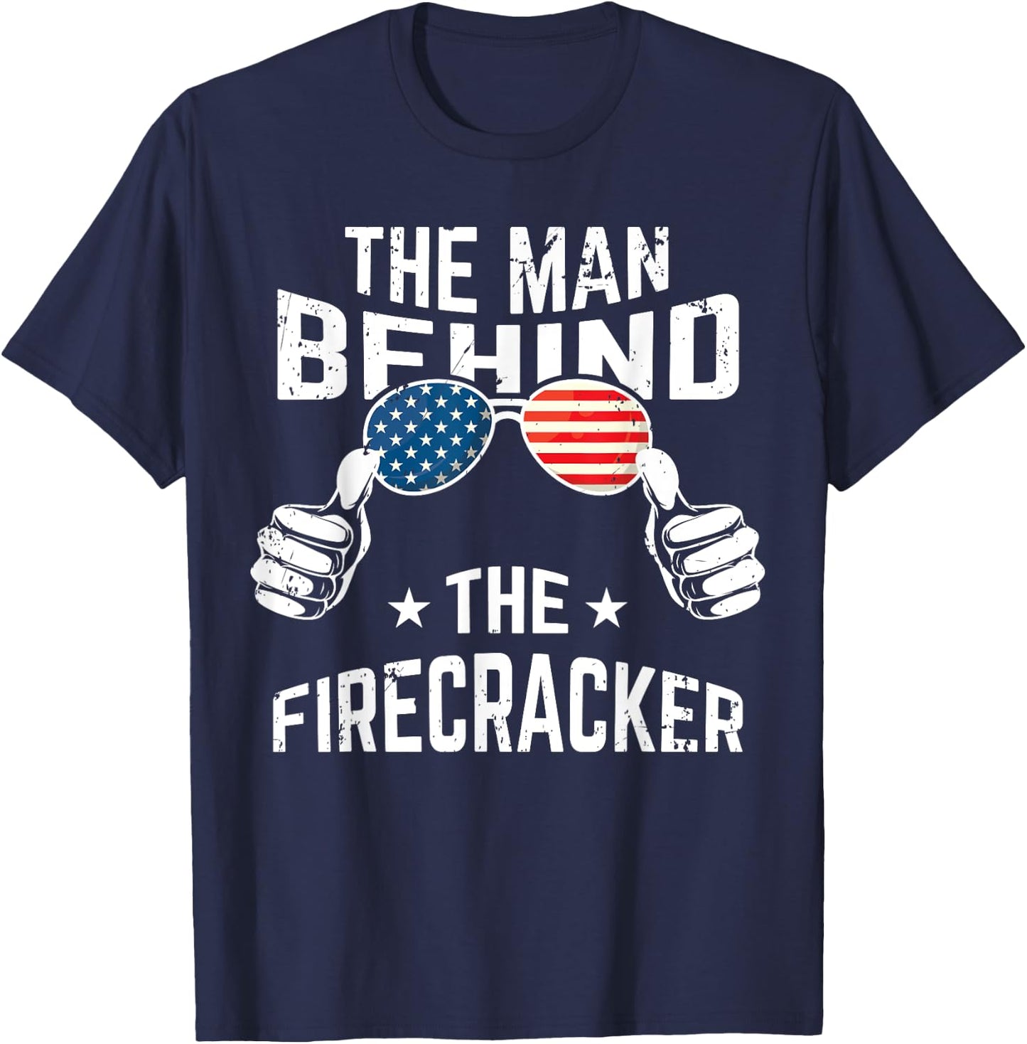 4th of July Pregnancy Shirt The Man Behind The Firecracker T-Shirt - T-Shirt | Navy