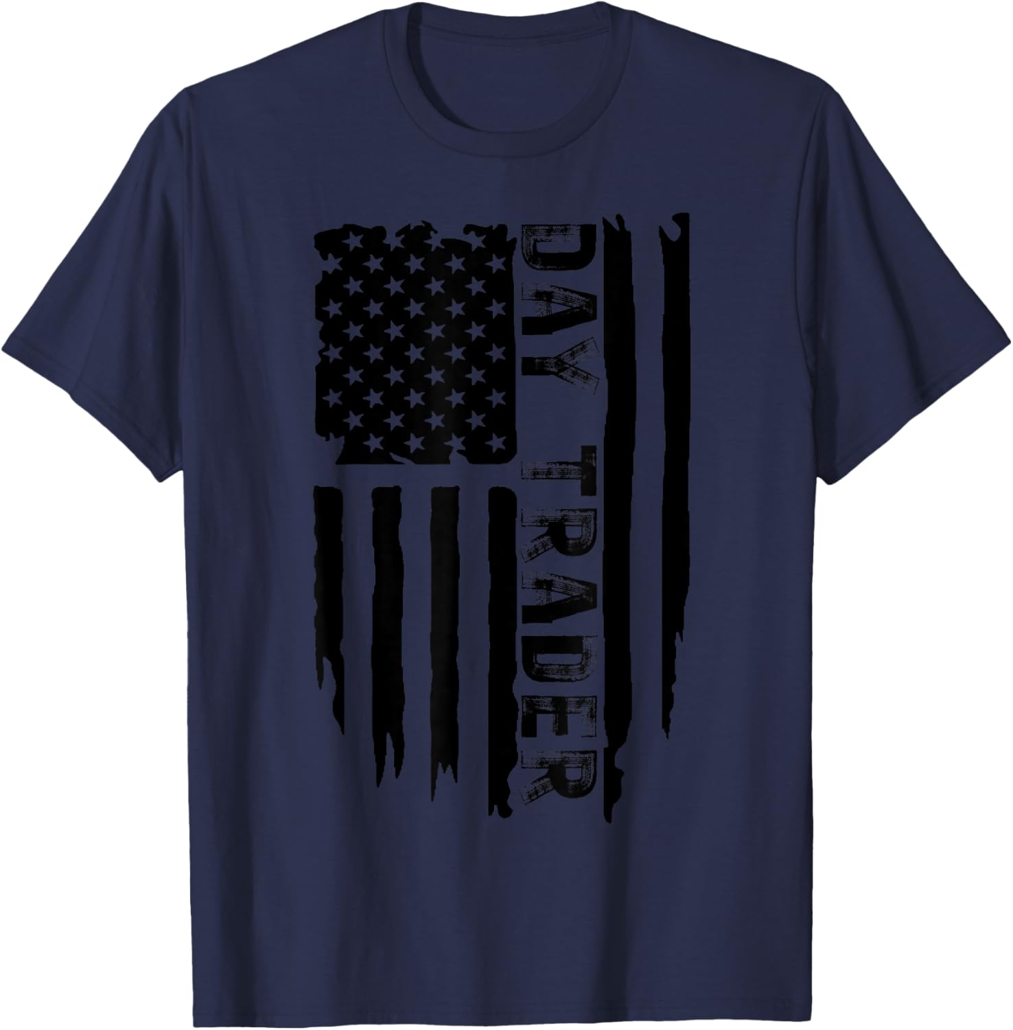 Distressed US Flag Day Trader T-Shirt - T-Shirt | Navy
