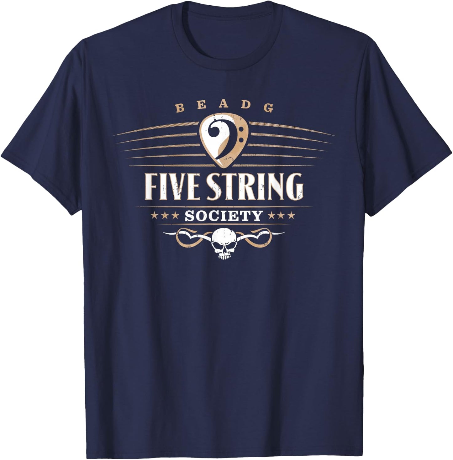 Five String Society for 5 String Bass Guitar Players T-Shirt - T-Shirt | Navy