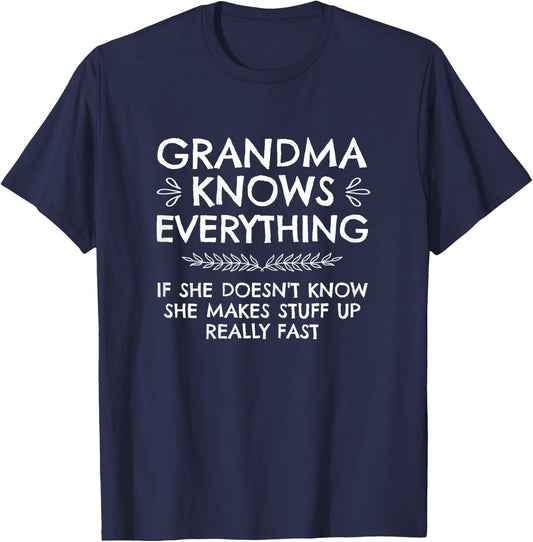 Blessed Grandma Knows Everything T-Shirt - T-Shirt | Navy