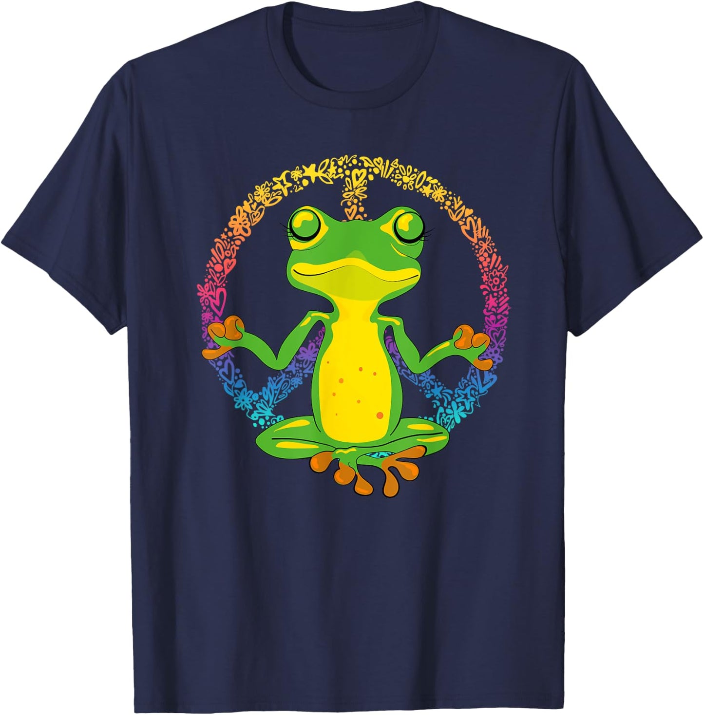 Peace Sign Yoga Frogs Cool Peace Frog Tie Dye T-Shirt - T-Shirt | Navy