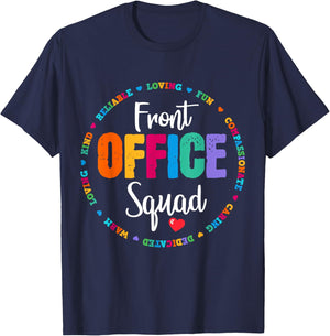 Cute School Secretary Admin Appreciation Front Office Squad T-Shirt - T-Shirt | Navy
