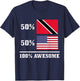 50% Trinidad & Tobago 50% USA American Flag Pride T-Shirt - T-Shirt | Navy