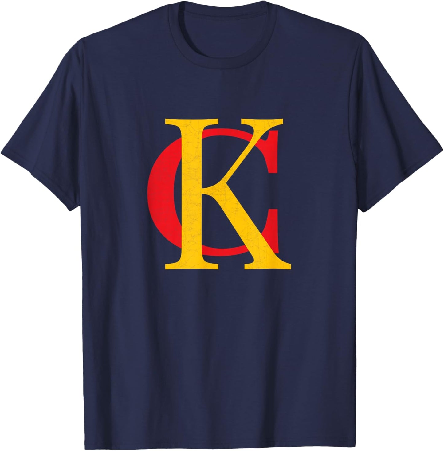 KC Kansas City Red Yellow & Black KC Classic Kc Initials T-Shirt - T-Shirt | Navy