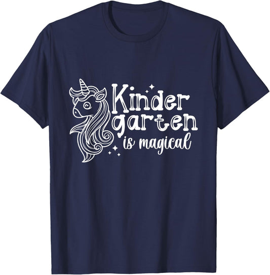 Kindergarten Is Magical Unicorn Teacher Babysitter Preschool T-Shirt - T-Shirt | Navy