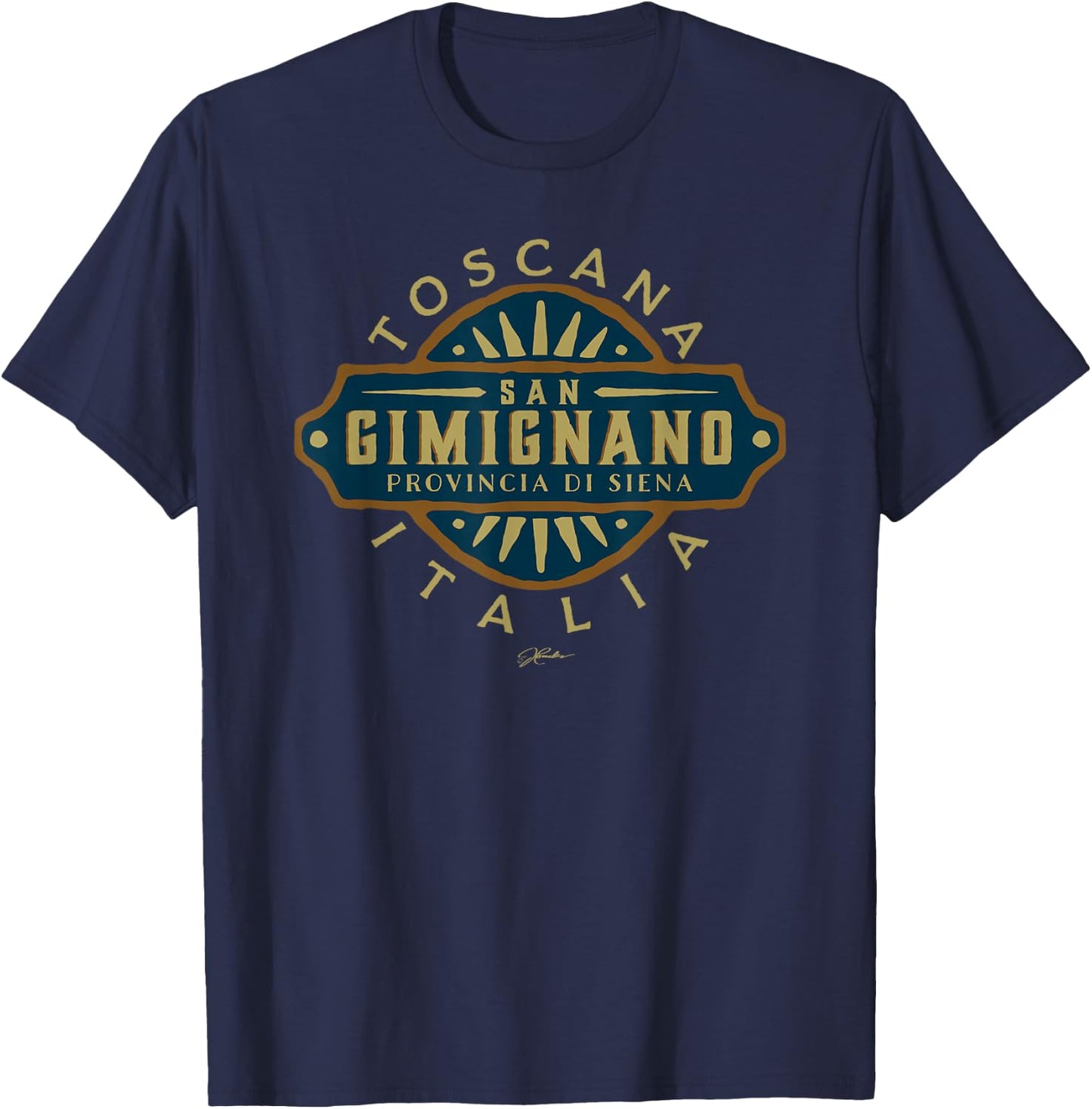 JCombs: San Gimignano, Tuscany, Italy, Retro T-Shirt - T-Shirt | Navy