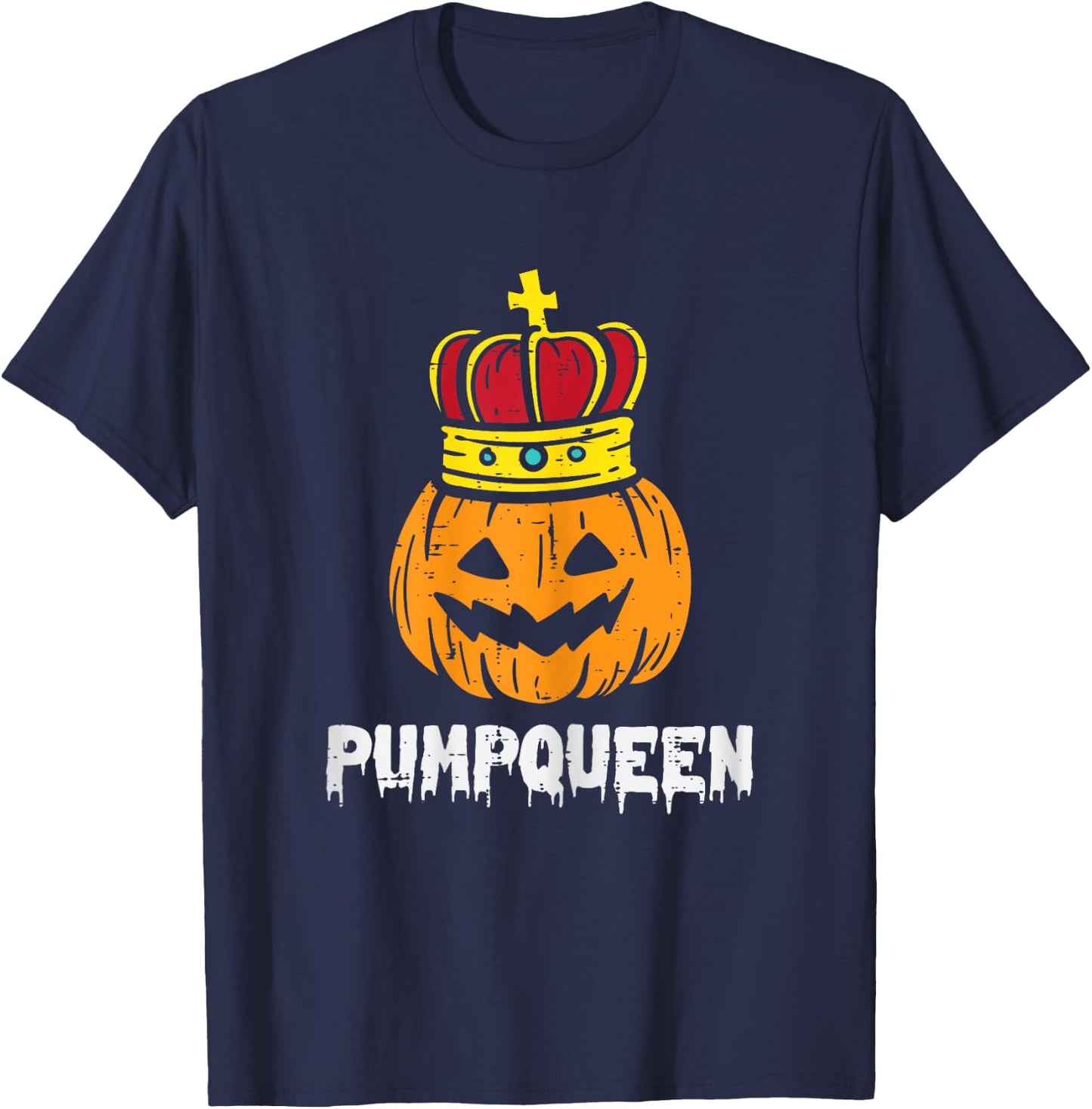 Pumpqueen Pumpkin Matching Halloween Couples Women Him Her T-Shirt - T-Shirt | Navy