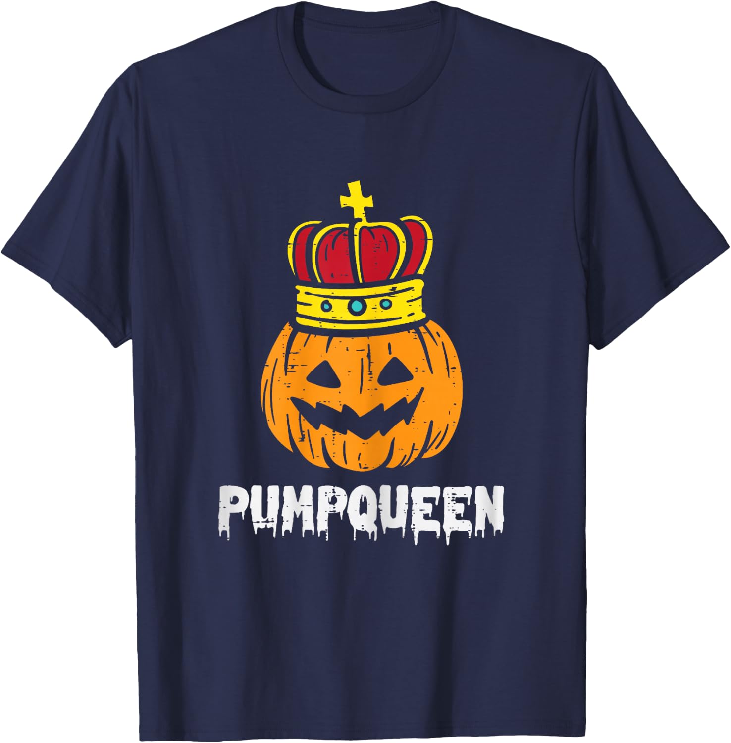 Pumpqueen Pumpkin Matching Halloween Couples Women Him Her T-Shirt - T-Shirt | Navy