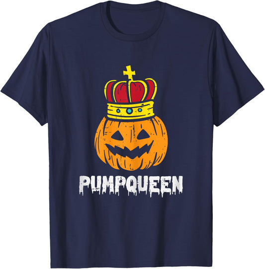 Pumpqueen Pumpkin Matching Halloween Couples Women Him Her T-Shirt - T-Shirt | Navy