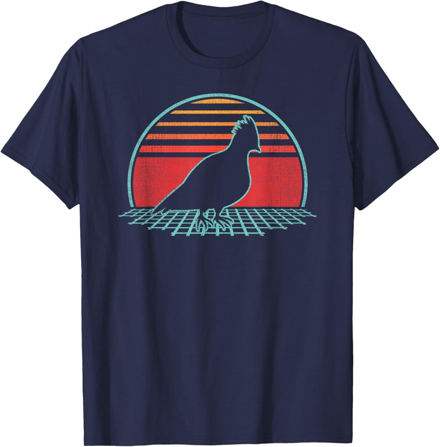 Grouse Hunting Retro Vintage 80s Style Birding Gift T-Shirt - T-Shirt | Navy