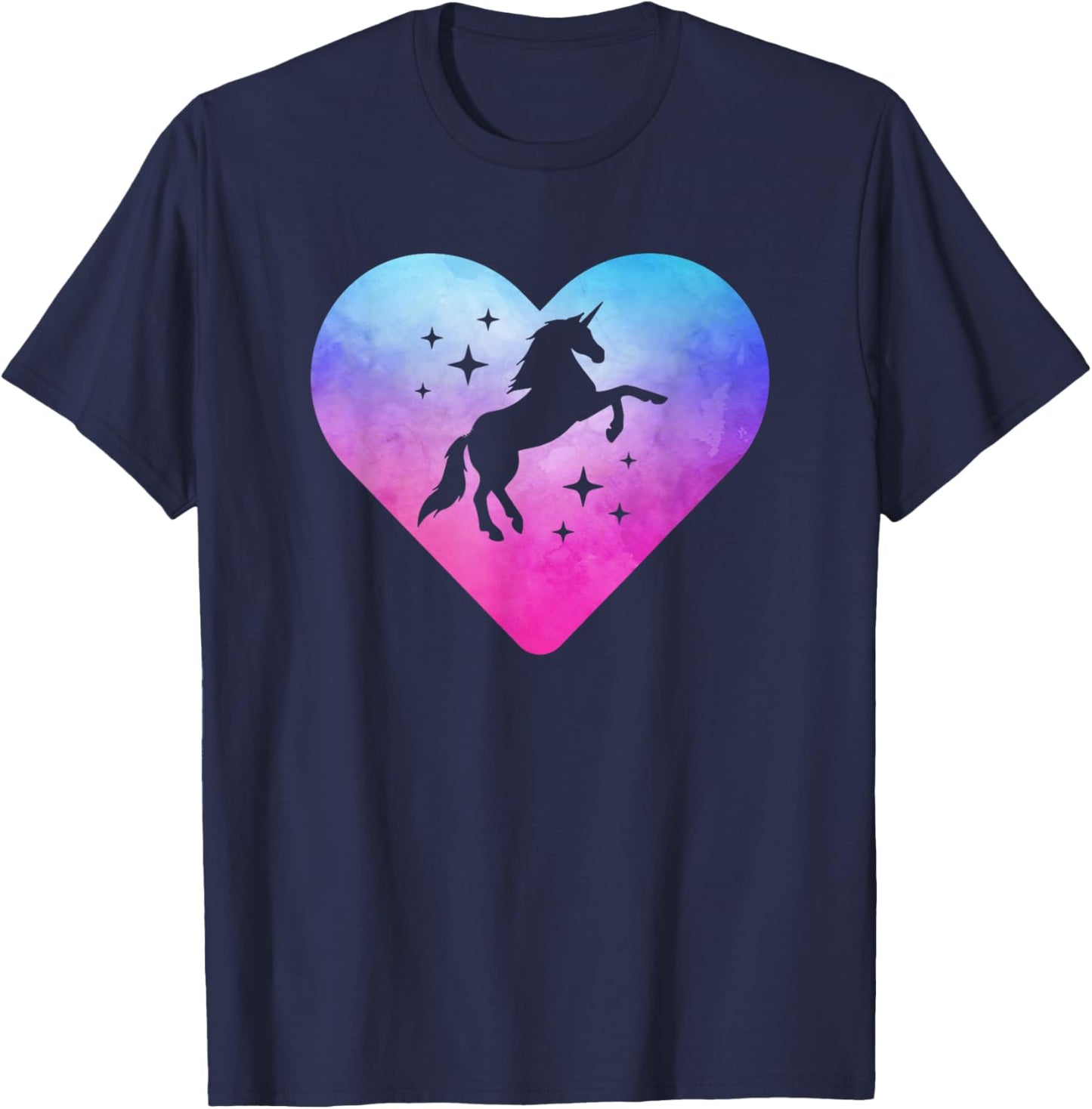 Women or Girls Cute Unicorn T-Shirt - T-Shirt | Navy