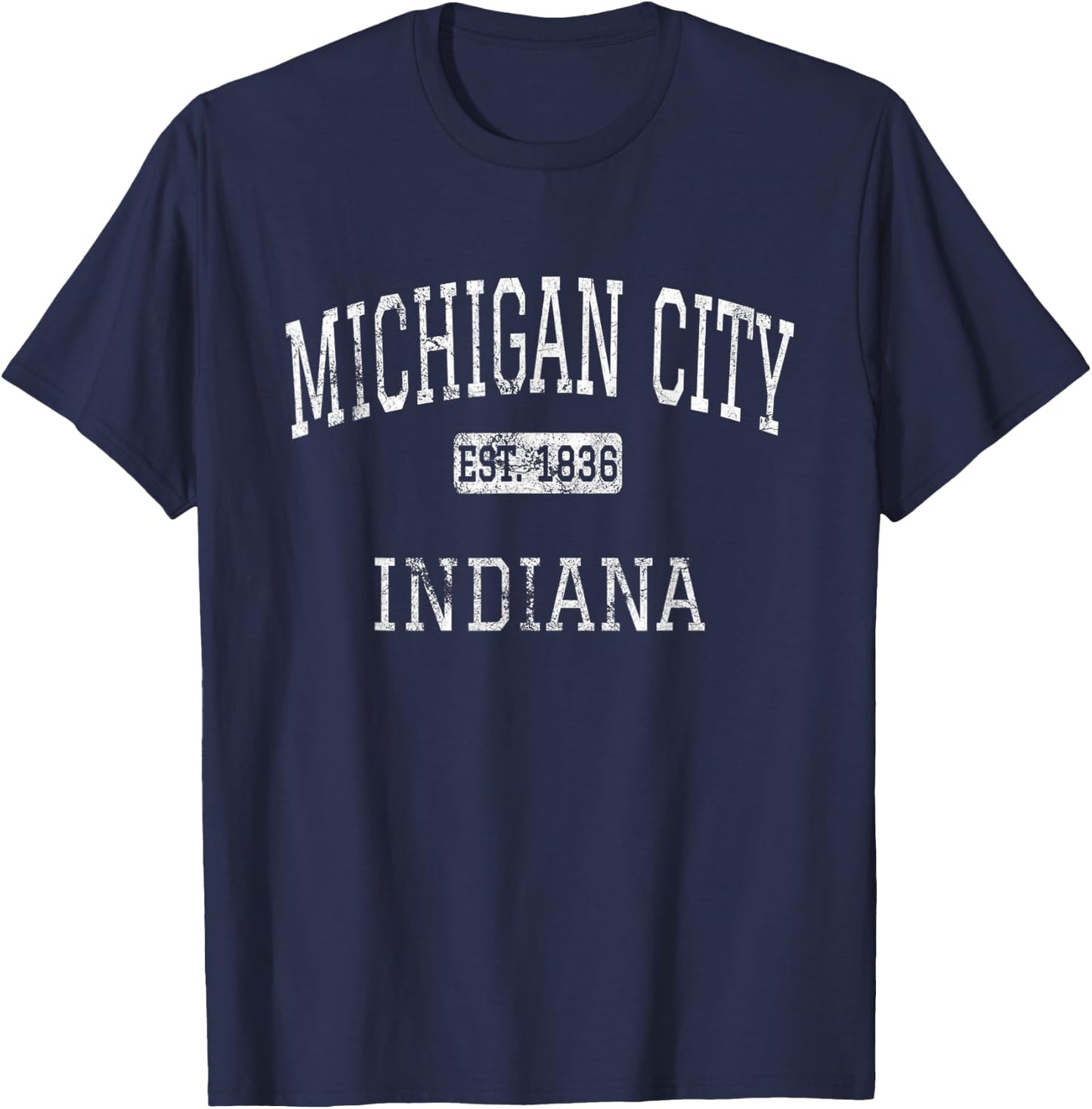 Michigan City Indiana IN Vintage T-Shirt - T-Shirt | Navy
