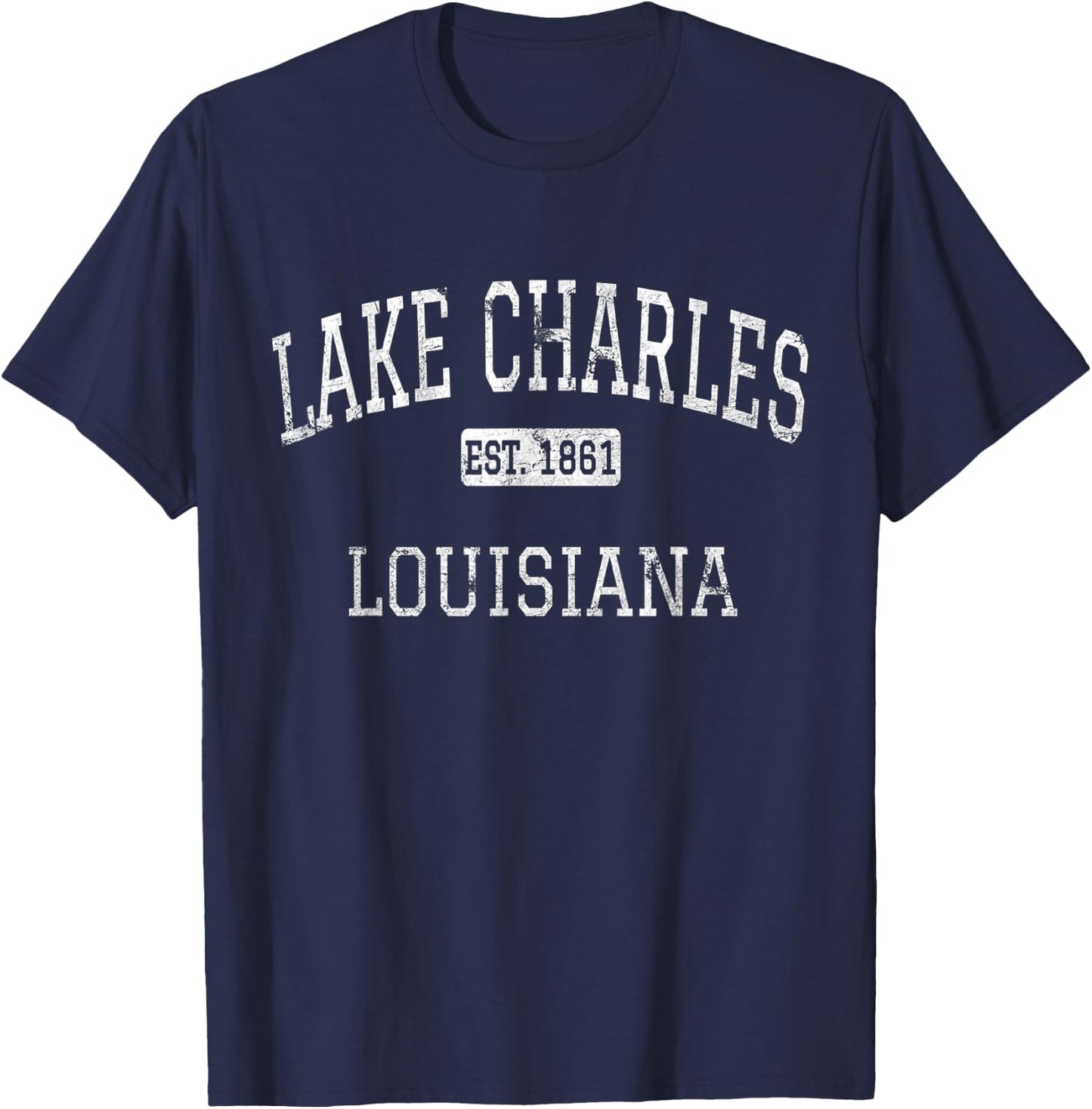 Lake Charles Louisiana LA Vintage T-Shirt - T-Shirt | Navy