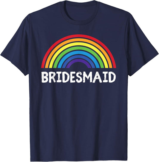 Bridesmaid LGBT Lesbian Wedding Bachelorette Party T-Shirt - T-Shirt | Navy