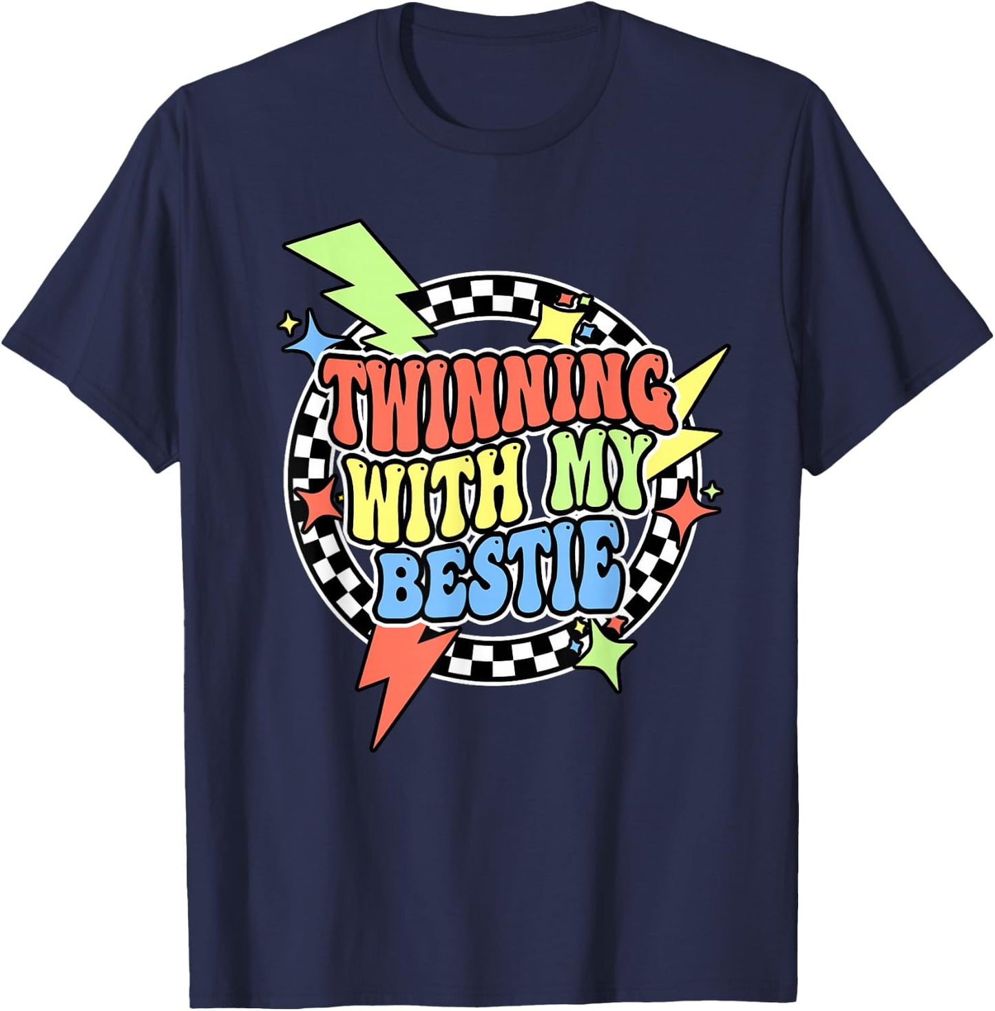 Retro Twinning With My Bestie Shirt Twin Day Friend BFF T-Shirt - T-Shirt | Navy