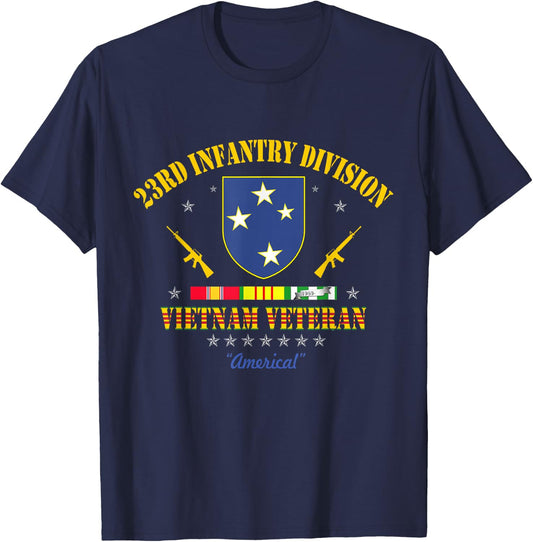 US Army 23rd Infantry Division Vietnam Veteran Gift T-Shirt - T-Shirt | Navy