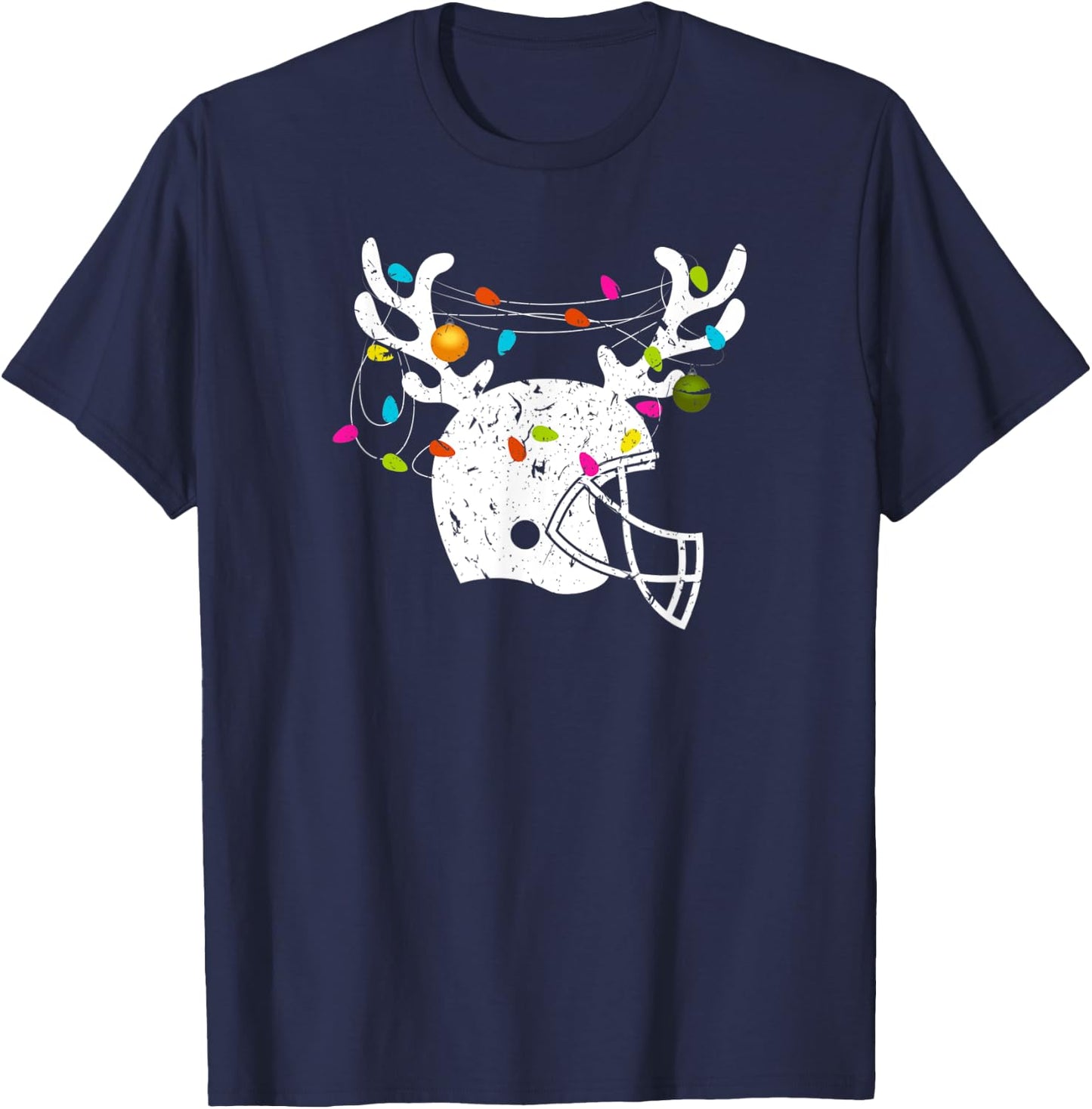 Christmas Football Helmet Men Boys Xmas T-Shirt - T-Shirt | Navy