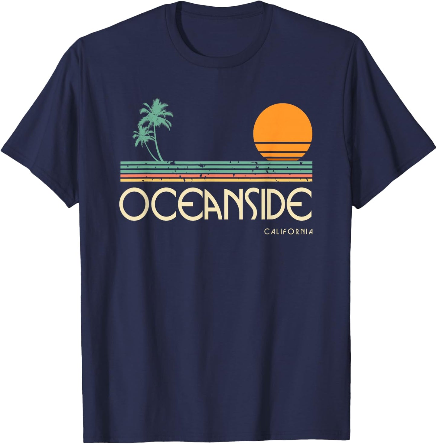 Vintage Oceanside California T-Shirt - T-Shirt | Navy