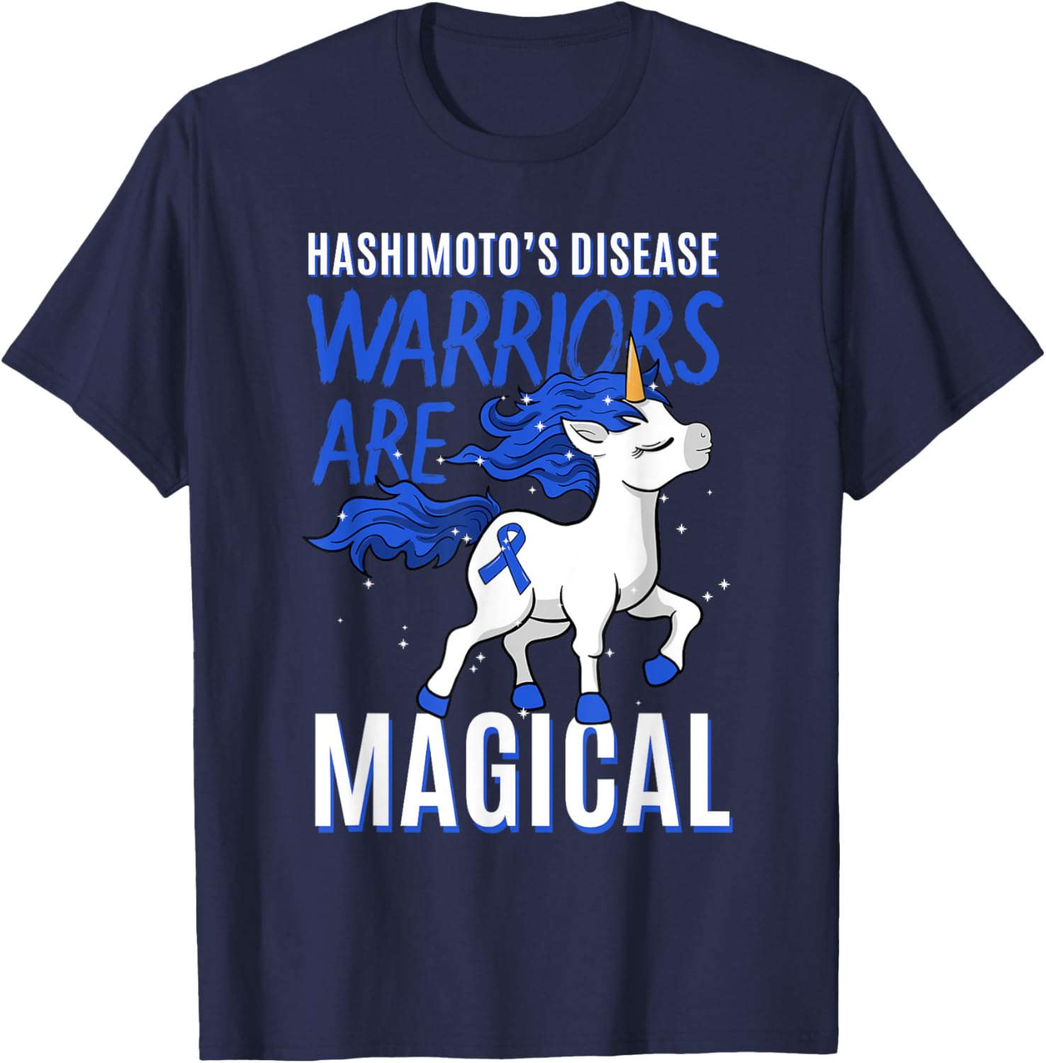Hashimoto's Disease Chronic Lymphocytic Thyroiditis Unicorn T-Shirt - T-Shirt | Navy