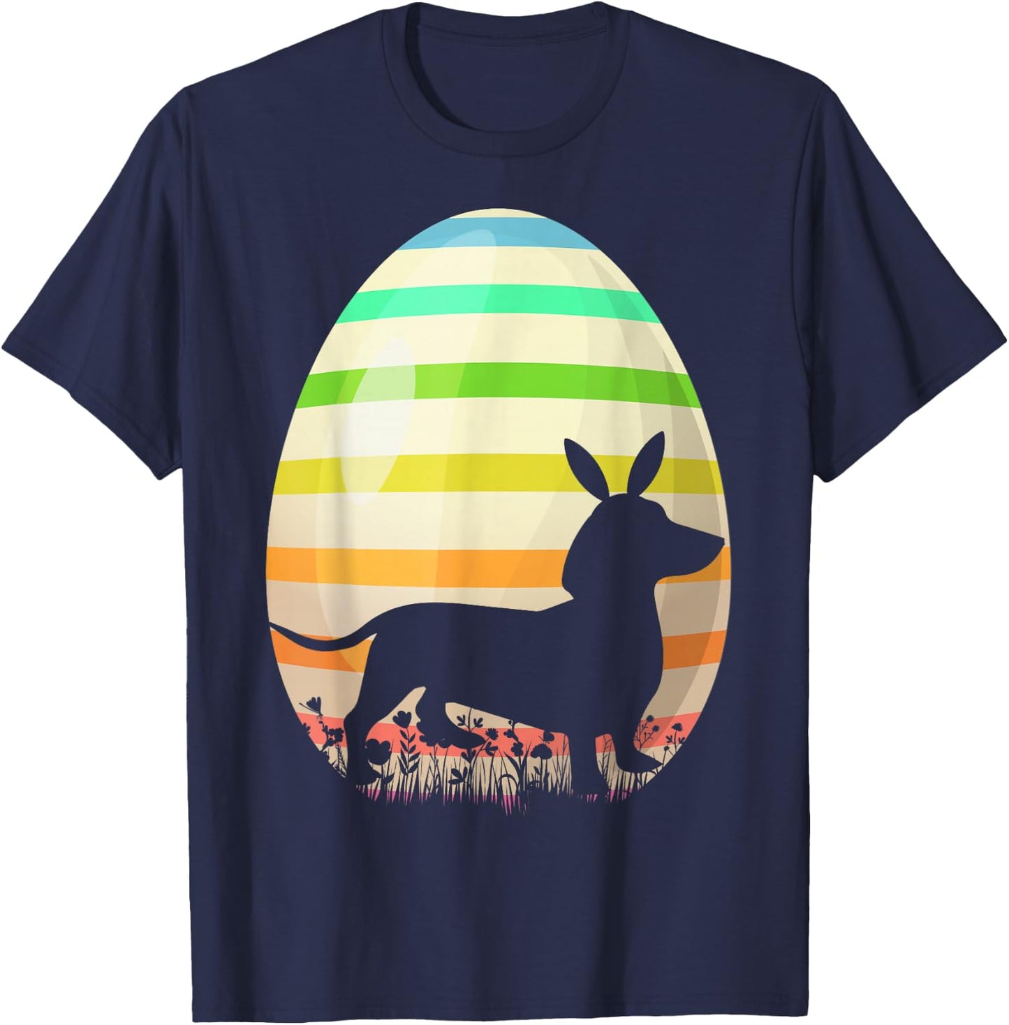 Funny Easter Egg Lover Vintage Style Dachshund Dog Easter Women Girls Kids T-Shirt - T-Shirt | Navy