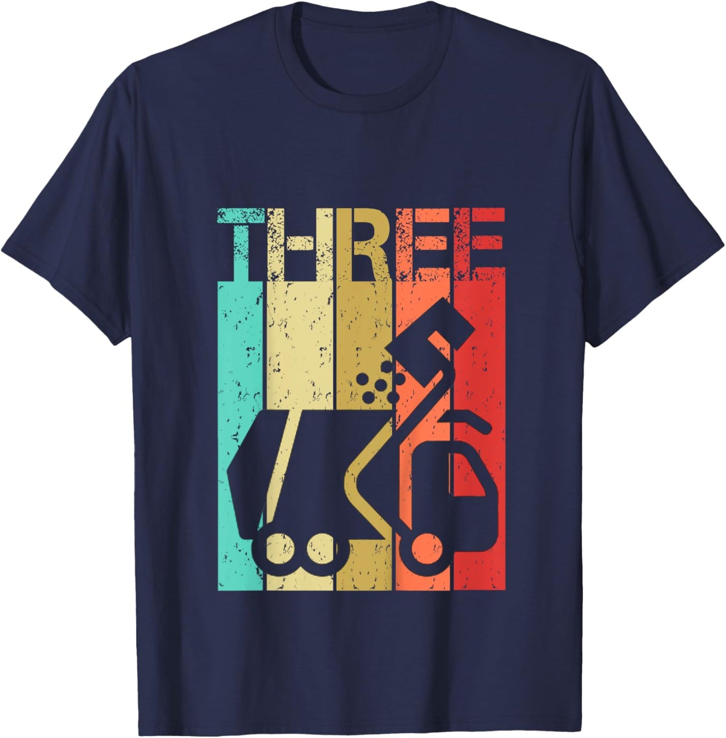 3 Year Old Garbage Truck Birthday 3rd Birthday Boy Girl T-Shirt - T-Shirt | Navy