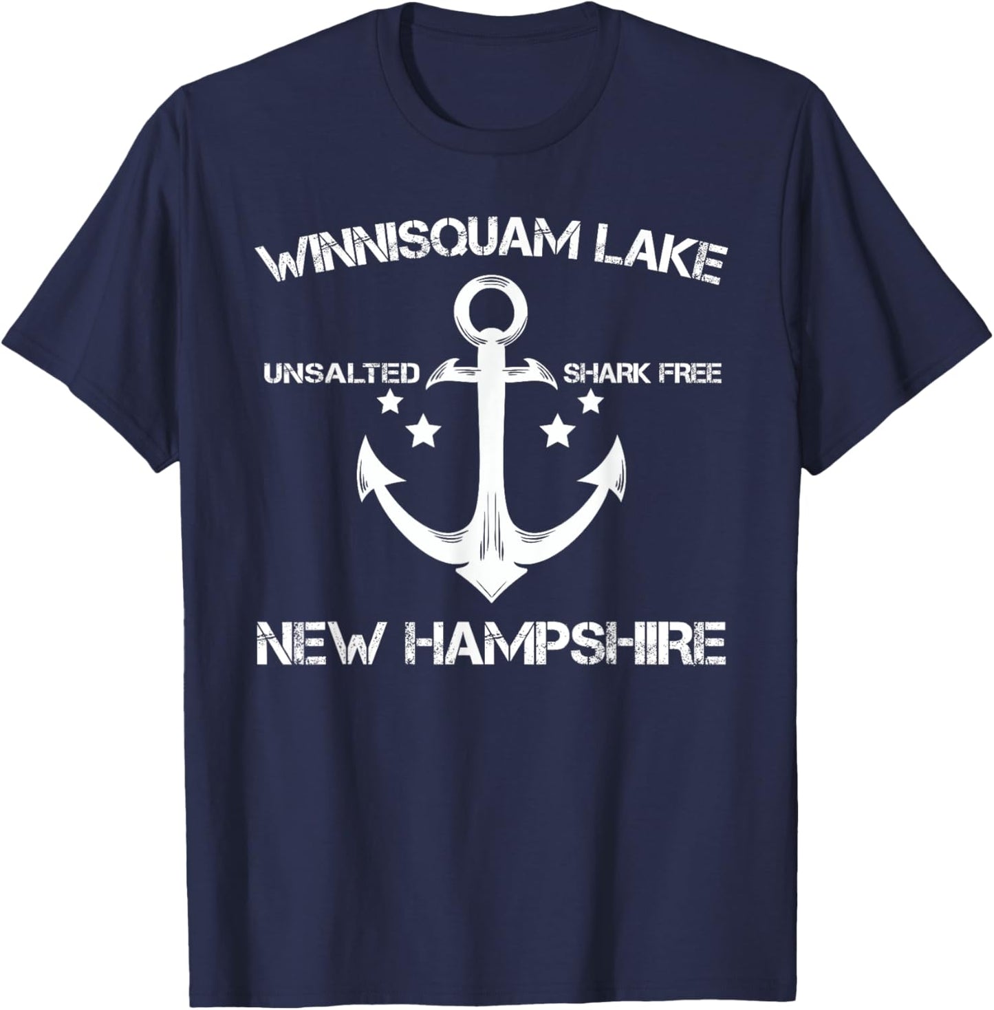 WINNISQUAM LAKE NEW HAMPSHIRE Funny Fishing Camping Gift T-Shirt - T-Shirt | Navy