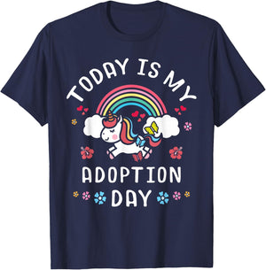 Today Is My Adoption Day Officially Adopted Magical Unicorn T-Shirt - T-Shirt | Navy