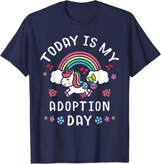 Today Is My Adoption Day Officially Adopted Magical Unicorn T-Shirt - T-Shirt | Navy