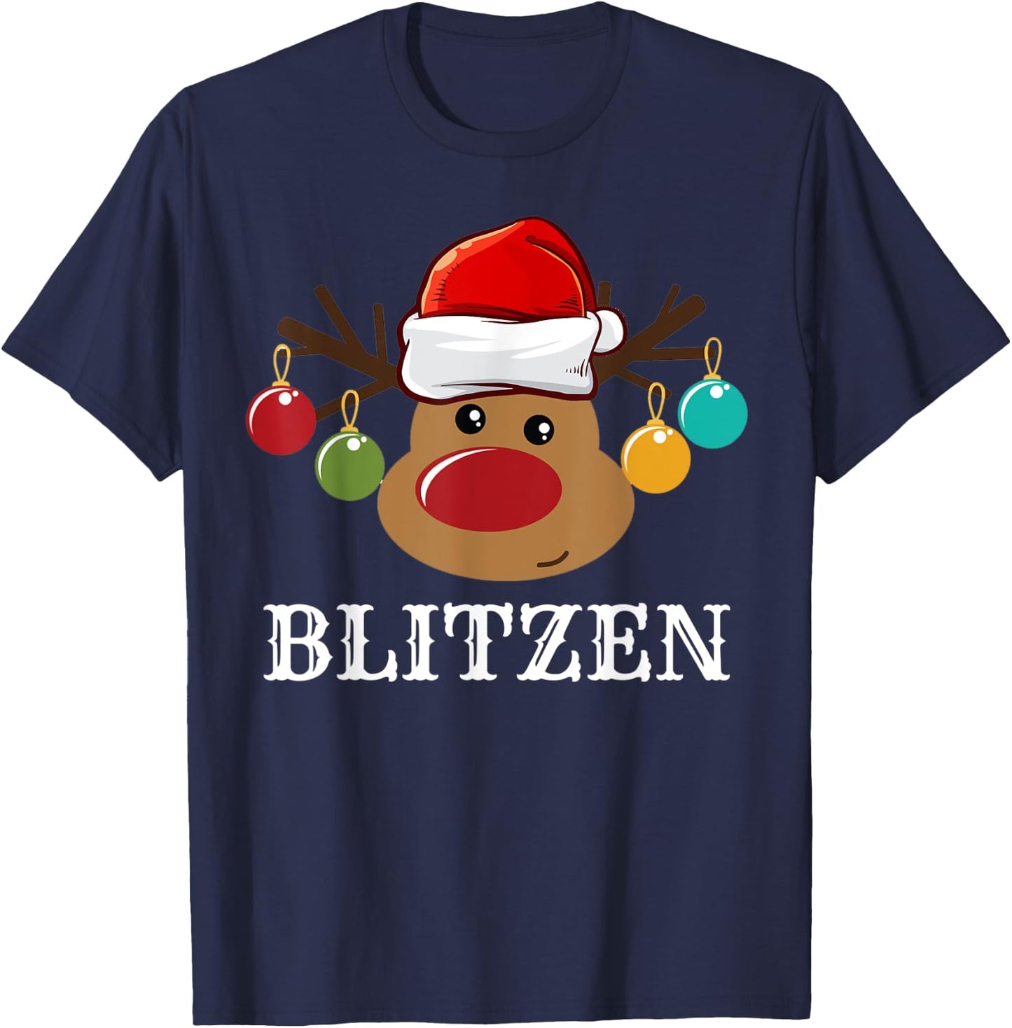 Santa Reindeer Blitzen Xmas Group Costume T-Shirt - T-Shirt | Navy