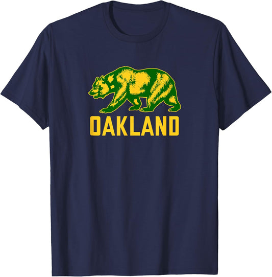 Oakland California Flag Bear Design - Oakland California Small T-Shirt - T-Shirt | Navy