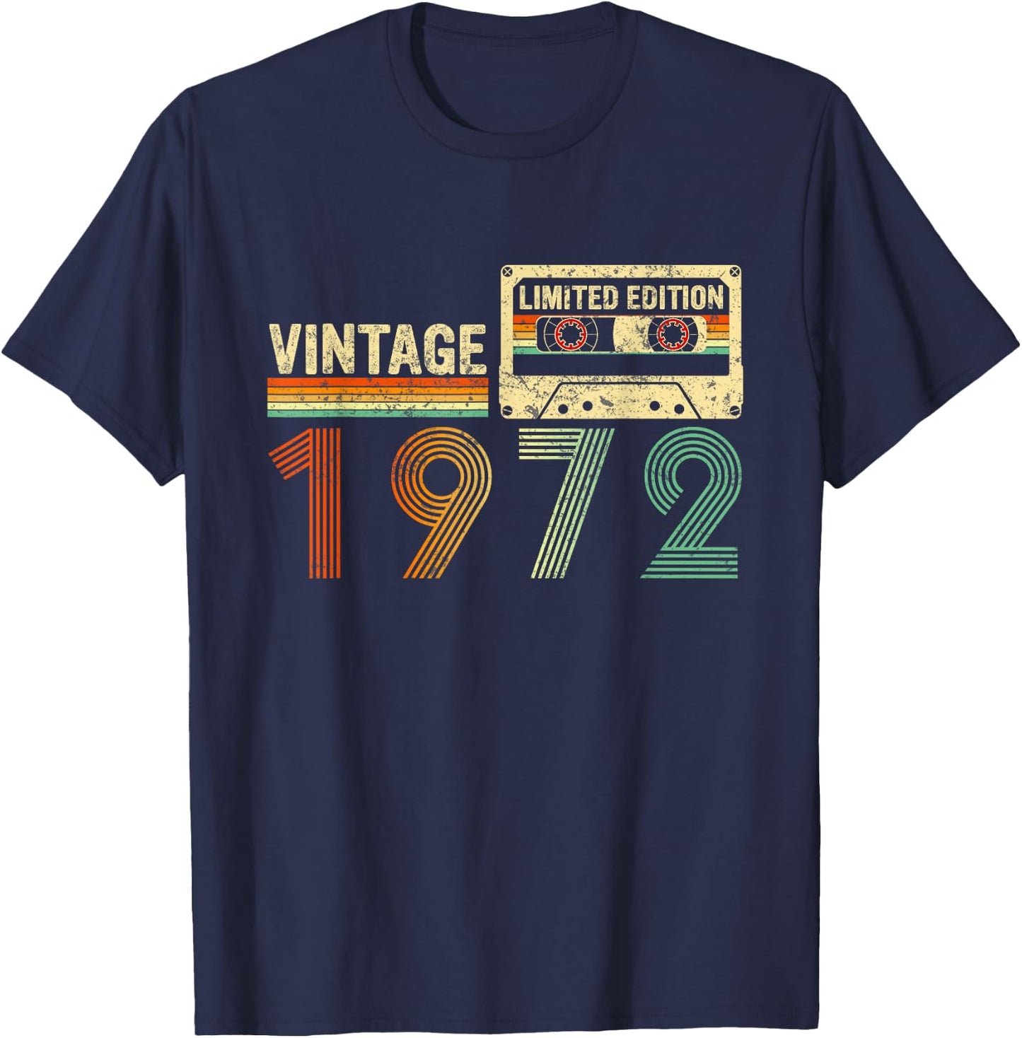 50 Year Old Gifts Vintage 1972 50th Birthday Cassette Tape T-Shirt - T-Shirt | Navy