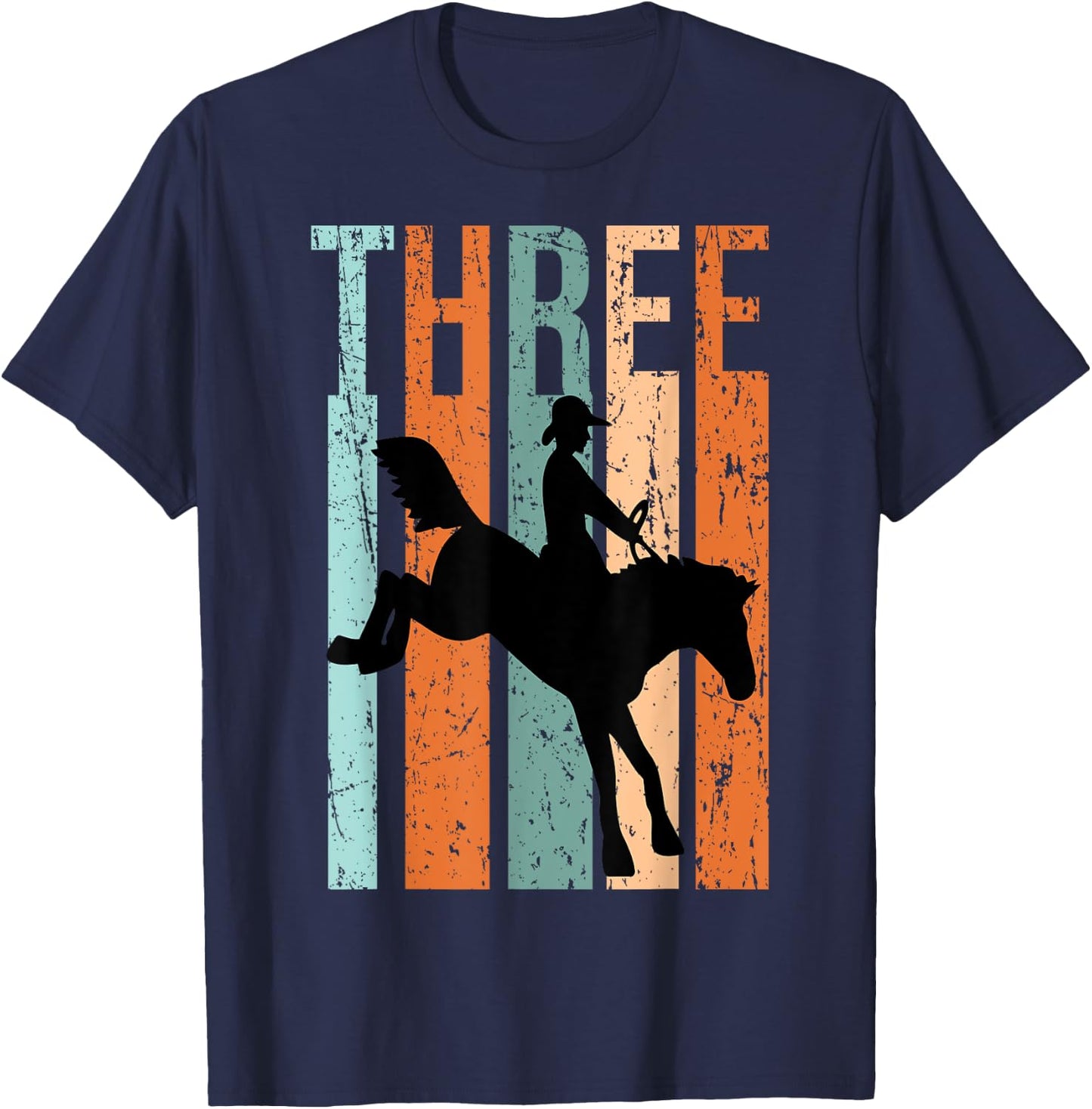 3rd Birthday Kids Retro Rodeo Horse Lovers Cowboys Rider T-Shirt - T-Shirt | Navy