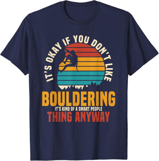 Bouldering Boulderer Retro Vintage Mountain Climber T-Shirt - T-Shirt | Navy