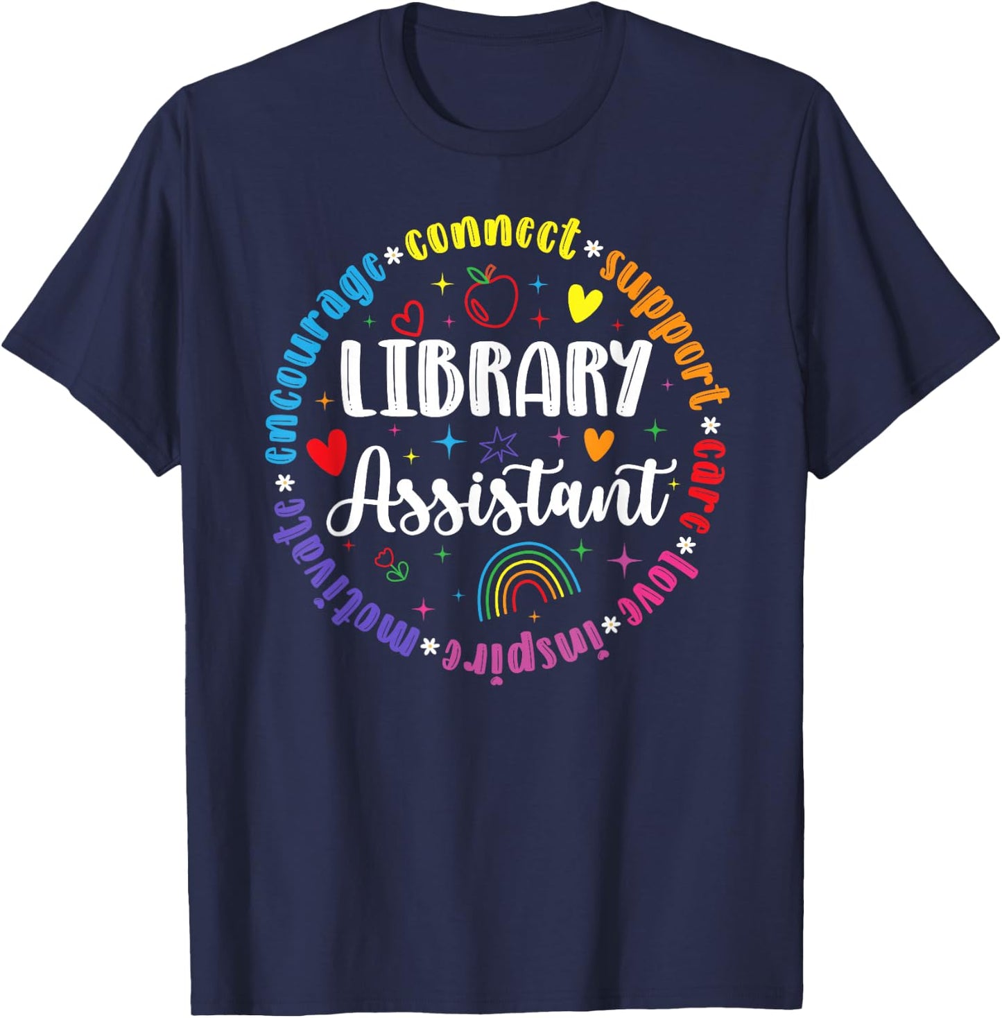 Library Assistant Appreciation Circle Librarian Assistant T-Shirt - T-Shirt | Navy