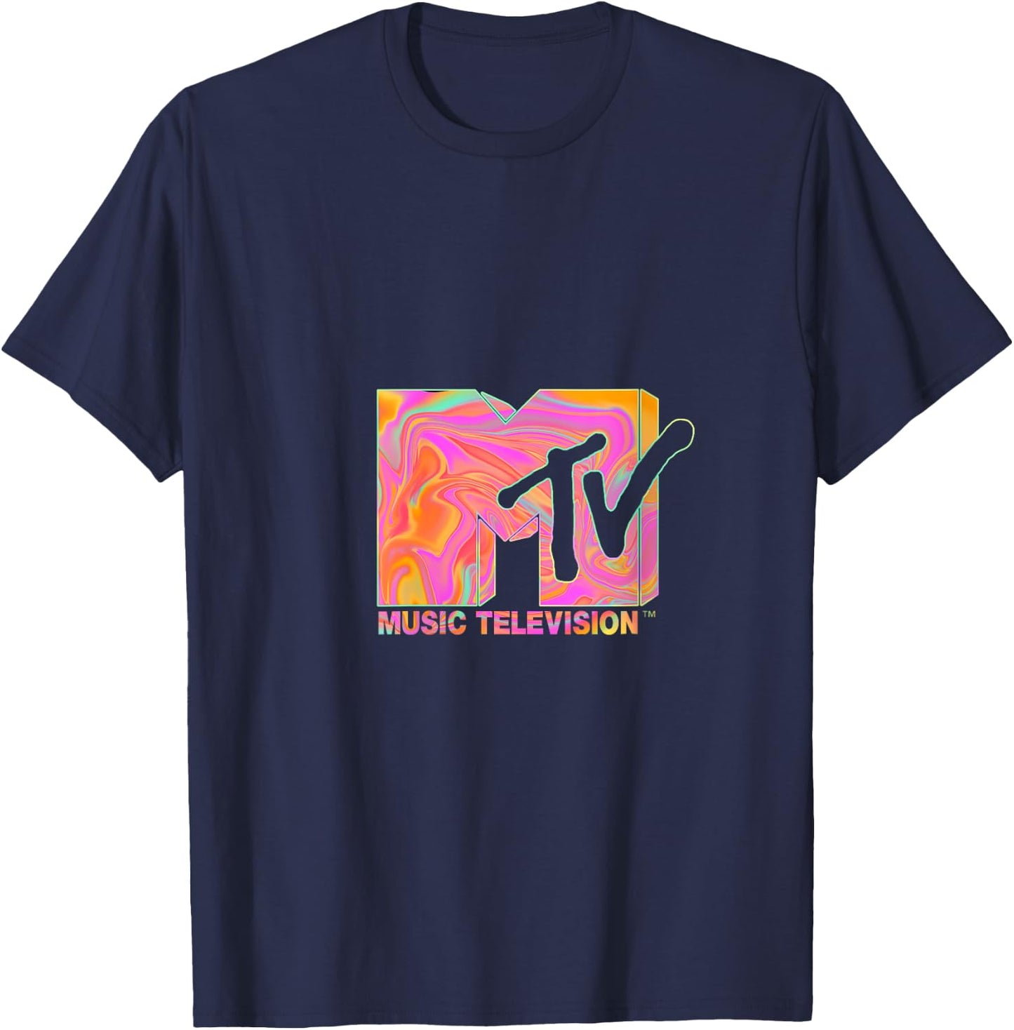 Mademark x MTV - The official MTV Logo in 70s and 80s party hippie style V-Neck T-Shirt - T-Shirt | Navy
