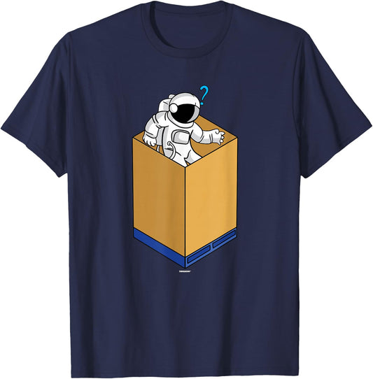 Cardboard Bin Coworker Swagazon Associate Astronaut Shuttle T-Shirt - T-Shirt | Navy