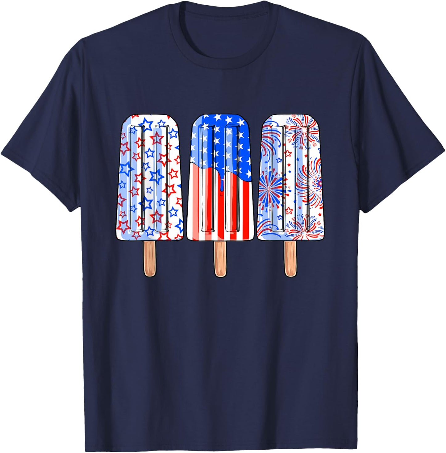 4th Of July Popsicle Red White Blue American Flag Patriotic T-Shirt - T-Shirt | Navy