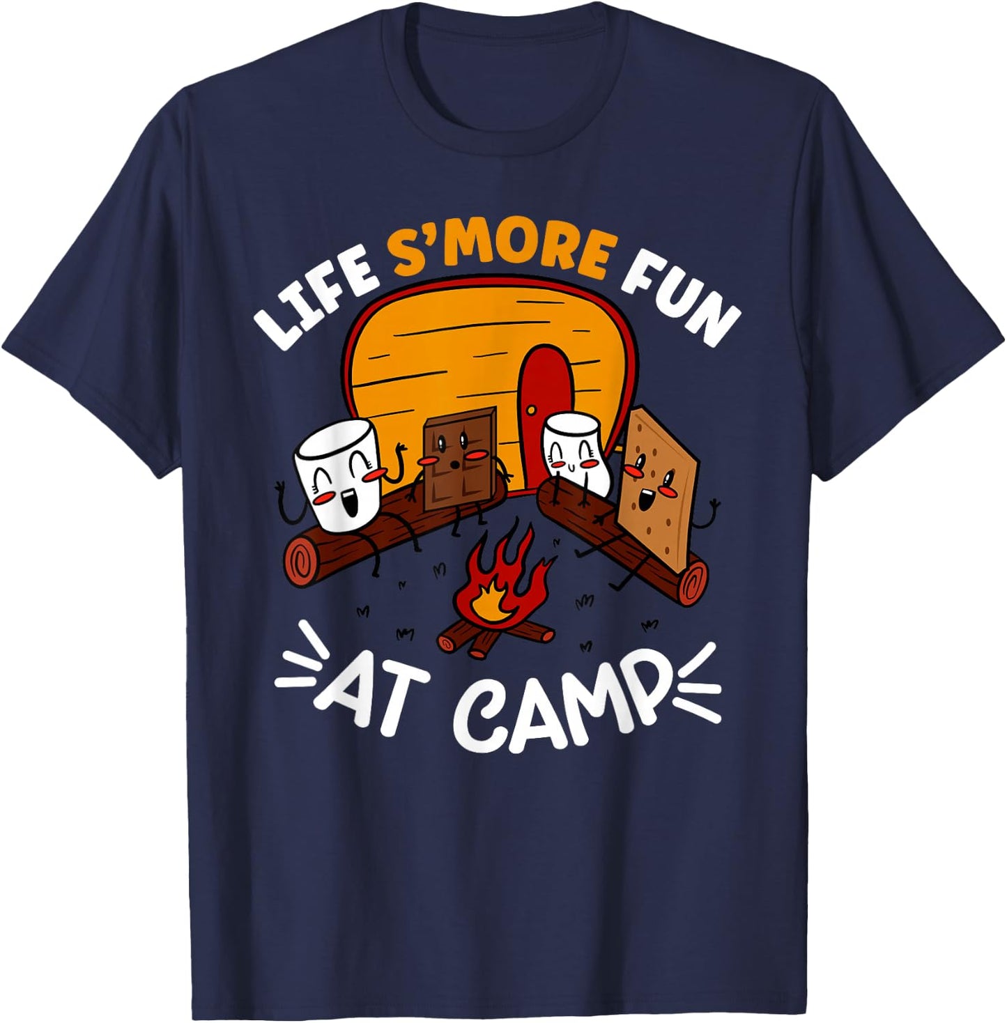 Funny S'mores Camping Campfire Marshmallow Life S'more Fun T-Shirt - T-Shirt | Navy