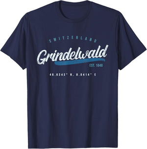 Grindelwald Switzerland Retro T shirt T-Shirt - T-Shirt | Navy