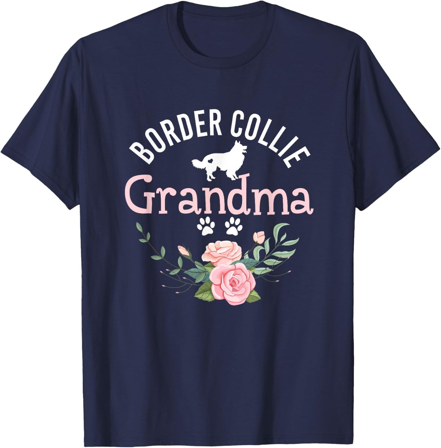 Border Collie Grandma Gifts Cute Dog Lover Christmas T-Shirt - T-Shirt | Navy