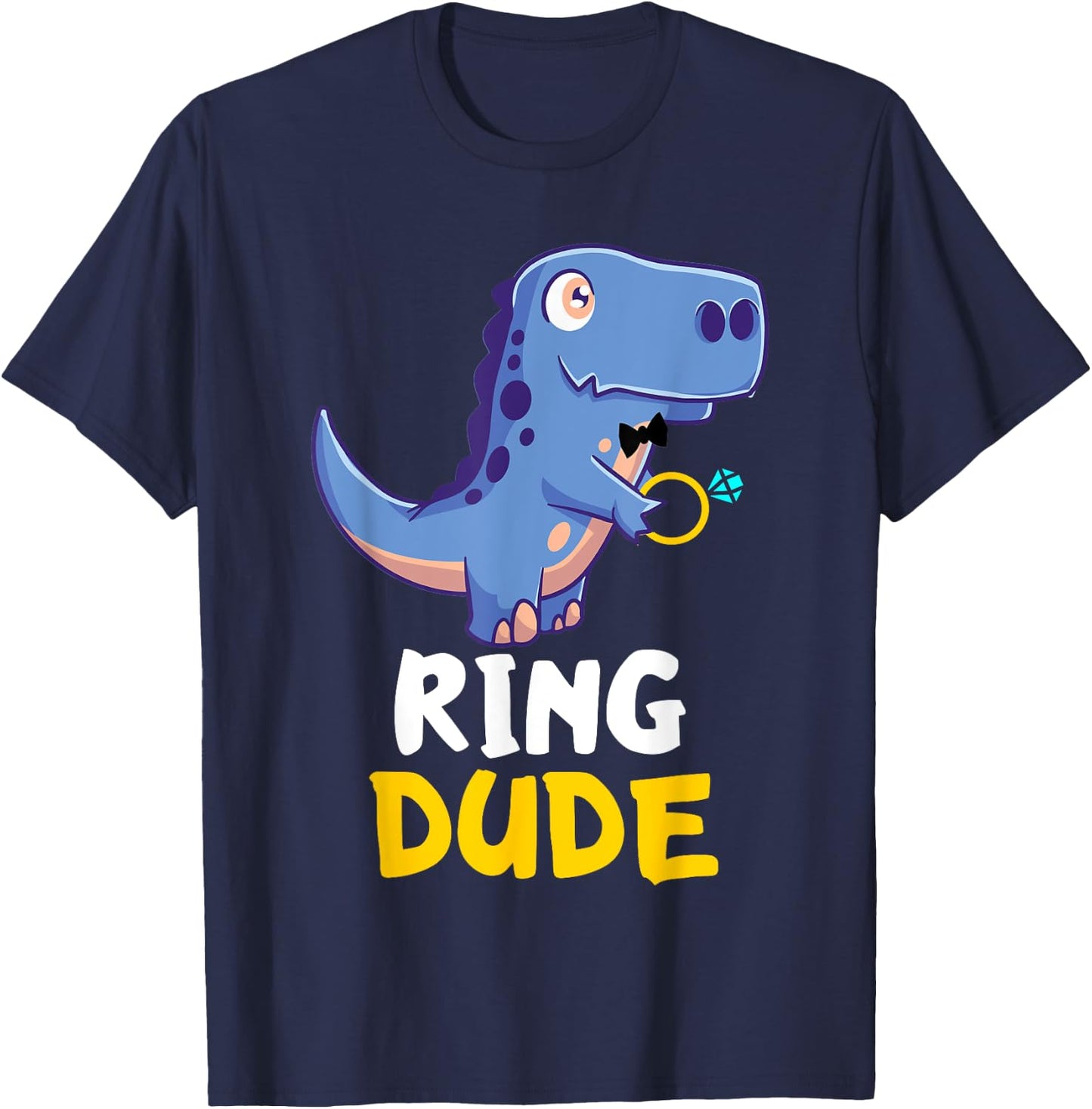 Ring Bearer Ring Dude Dino T-Rex Wedding Party Security Ring T-Shirt - T-Shirt | Navy