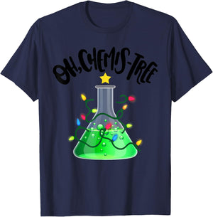 Funny Science Teacher Oh Chemis-Tree Christmas Xmas tree T-Shirt - T-Shirt | Navy