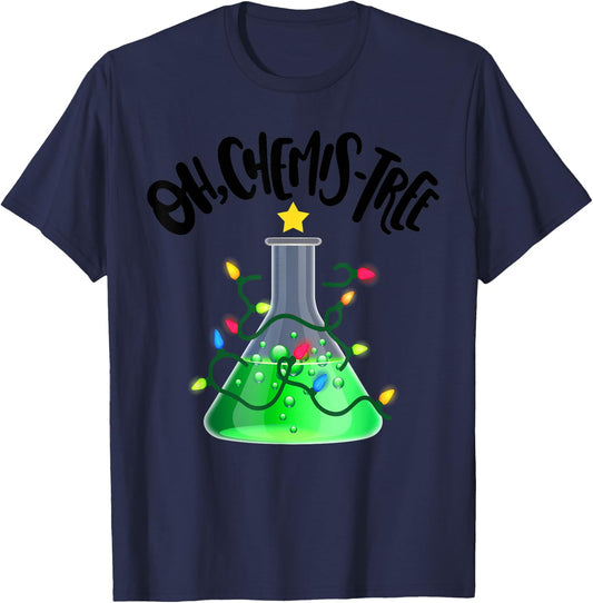 Funny Science Teacher Oh Chemis-Tree Christmas Xmas tree T-Shirt - T-Shirt | Navy