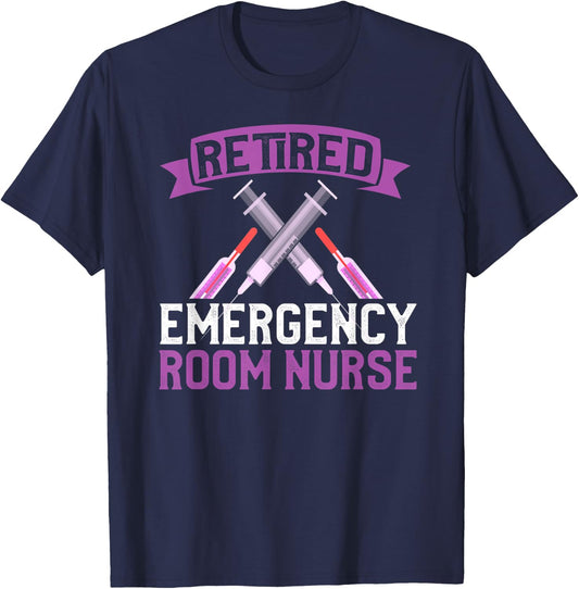 Retired ER Nurse Shirt Emergency Room Nurse Retirement T-Shirt - T-Shirt | Navy